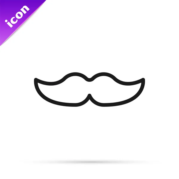 Black Line Mustache Icon Isolated White Background Barbershop Symbol Facial — Stock Vector