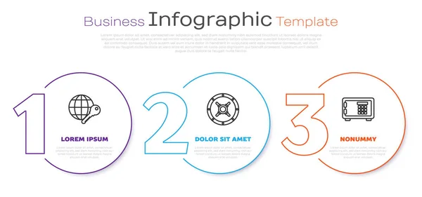 Réglez la touche Globe, Safe and Safe. Modèle d'infographie d'entreprise. Vecteur — Image vectorielle