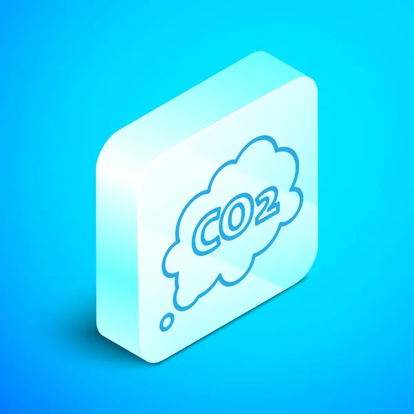 Isometric Line Co2 Emissions Cloud Icon Isolated Blue Background Carbon — Stock Vector