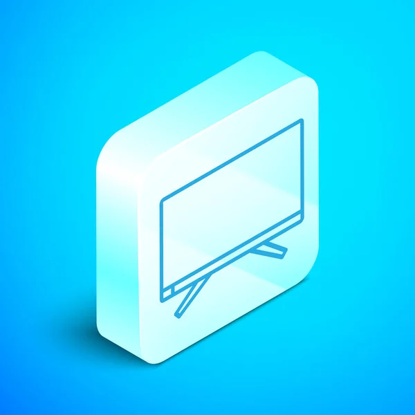 Isometrische Linie Smart Symbol Isoliert Auf Blauem Hintergrund Fernsehzeichen Silberner — Stockvektor