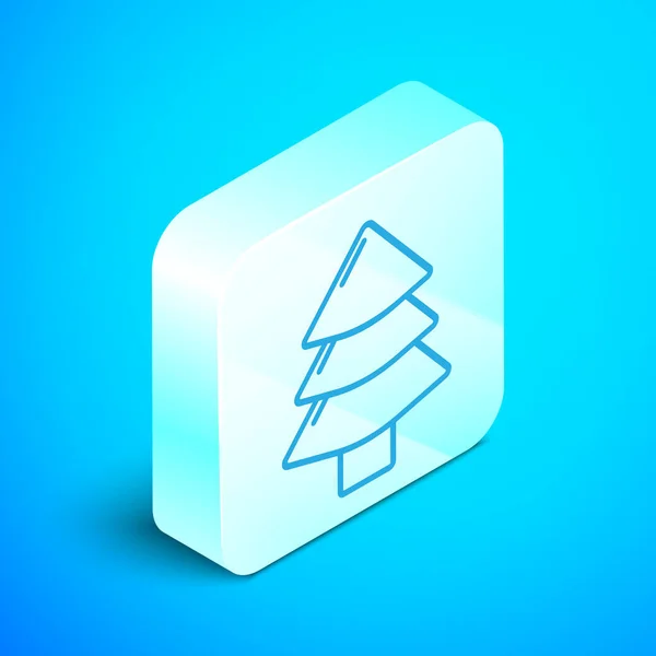 Isometric Line Christmas Tree Icon Isolated Blue Background Merry Christmas — ストックベクタ