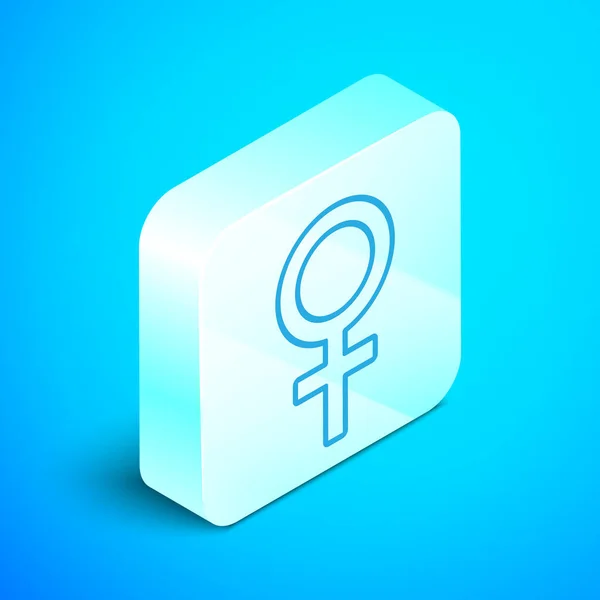 Línea Isométrica Icono Símbolo Género Femenino Aislado Sobre Fondo Azul — Vector de stock