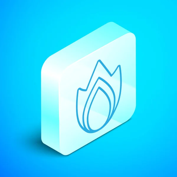 Isometric Line Fire Flame Icon Isolated Blue Background Heat Symbol — 스톡 벡터