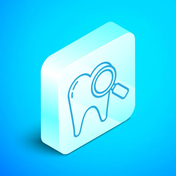 Línea Isométrica Icono Búsqueda Dental Aislado Sobre Fondo Azul Símbolo — Vector de stock