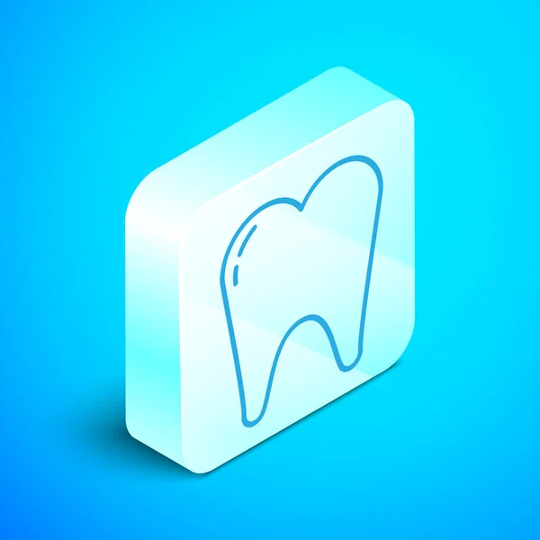 Isométrique Ligne Dent Icône Isolée Sur Fond Bleu Symbole Dent — Image vectorielle