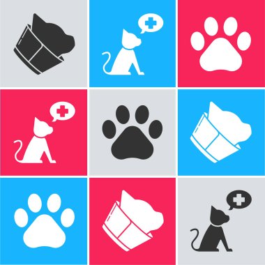 Veterinerlik kliniği sembolü, veterinerlik kliniği sembolü ve Paw baskı ikonu. Vektör