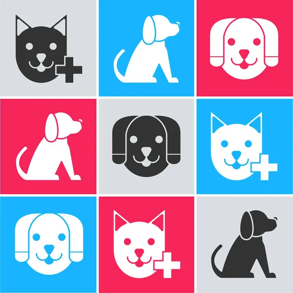 Set Veterinary clinic symbol, Dog and Dog icon. Vector — Stock Vector