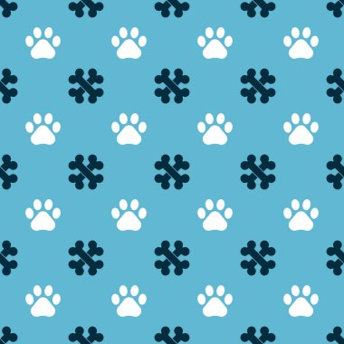 Çapraz kemikler ve pati izlerini kusursuz desene ayarla. Vektör