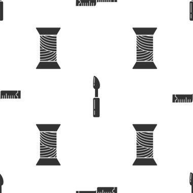 Teyp ölçümü, kesme aracı ve dikiş ipliğini dikişsiz desene ayarlayın. Vektör