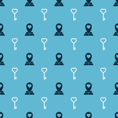 Kalpli ve anahtarlı harita işaretçisini kusursuz desene ayarlayın. Vektör