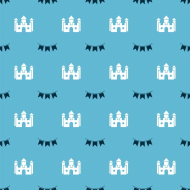 Karnaval çelengini bayraklarla ve kaleyle kusursuz bir düzene sokun. Vektör