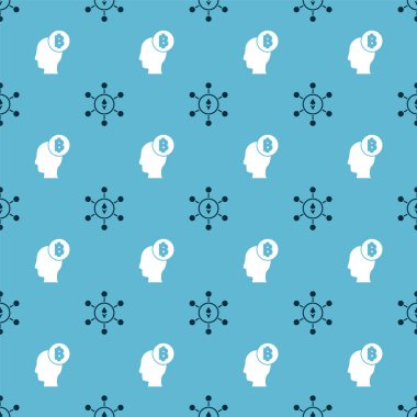 Blockchain teknolojisi Ethereum Eth ve Bitcoin 'i kusursuz desen üzerinde düşünmeye ayarlayın. Vektör