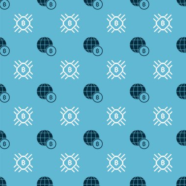 Küre ve kripto para birimi Bitcoin ve Cpu madencilik çiftliğini pürüzsüz bir kalıba sokun. Vektör