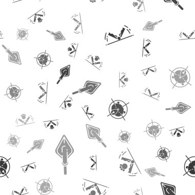 Tuzak avcılığı, tuzak avcılığı, hedef tahtası ve hippi okunun ucu düzgün desenli ayı avı. Vektör