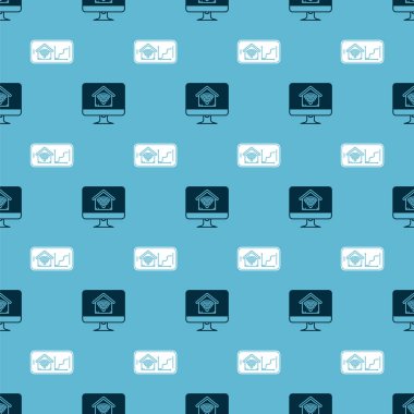 Bilgisayar monitörünü wi-fi ve cep telefonuyla akıllı ev ve kablosuz şablona sahip akıllı ev ile akıllı eve ayarla. Vektör
