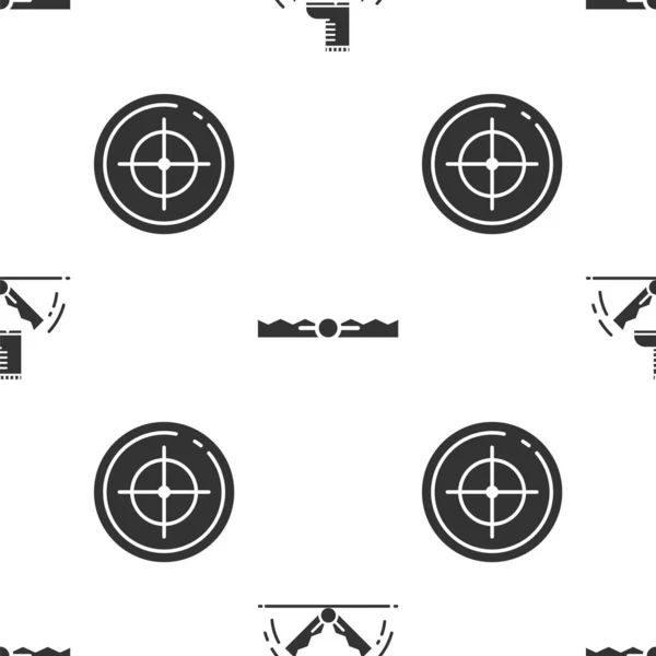 Set Trap hunting, Trap hunting and Target sport for shooting competition on seamless pattern. Vector — 스톡 벡터