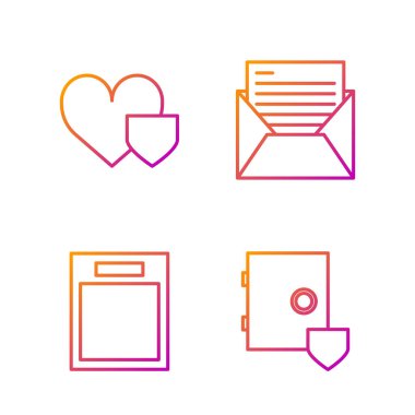 Hat güvenli, kalkan boş, kalp kalkan, e-posta ve e-posta. Renk simgeleri. Vektör