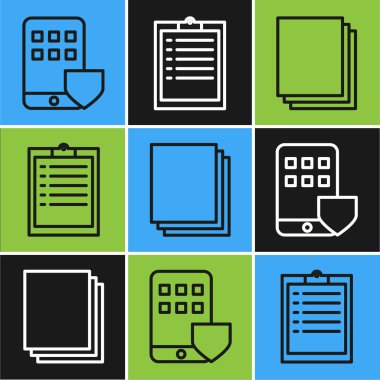 Akıllı Telefon Sigortası, Temiz Kağıt ve Kontrol Listesi ikonlu Pano. Vektör