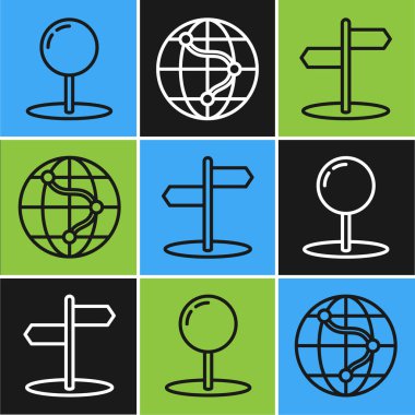 Pimi, trafik işaretini ve dünya ikonunun konumunu ayarla. Vektör