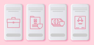 Satır Çantası, Kalkanlı Belge, Kalkanlı Para ve Sertifika Şablonu. Beyaz dikdörtgen düğme. Vektör