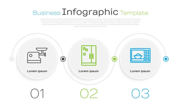 セットラインキッチンミートグラインダー 冷蔵庫 電子レンジ ビジネスインフォグラフィックテンプレート ベクトル — ストックベクタ