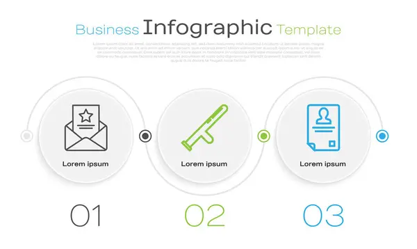 Fixer Ligne Mandat Arrêt Matraque Police Insigne Identification Modèle Infographie — Image vectorielle