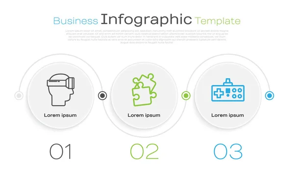 仮想現実のメガネ パズルやゲームパッドのピースを設定します ビジネスインフォグラフィックテンプレート ベクトル — ストックベクタ