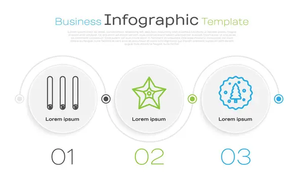 セットラインシナモン、クリスマススター、クッキーまたはビスケットの3本のロールスティックにチョコレートをセットします。ビジネスインフォグラフィックテンプレート。ベクトル — ストックベクタ
