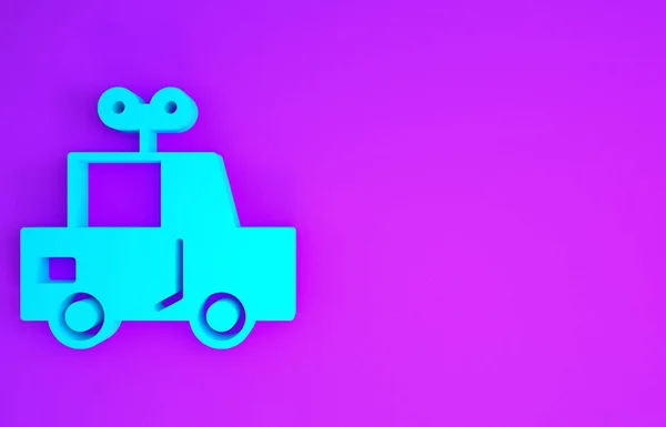 Синий Автомобильный Значок Игрушки Фиолетовом Фоне Концепция Минимализма Рендеринг — стоковое фото