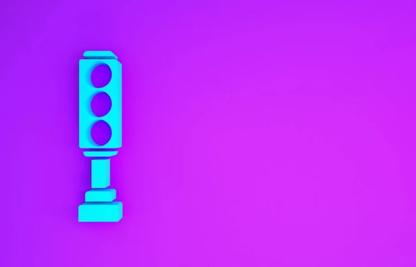 Icono Del Semáforo Azul Aislado Sobre Fondo Púrpura Concepto Minimalista —  Fotos de Stock