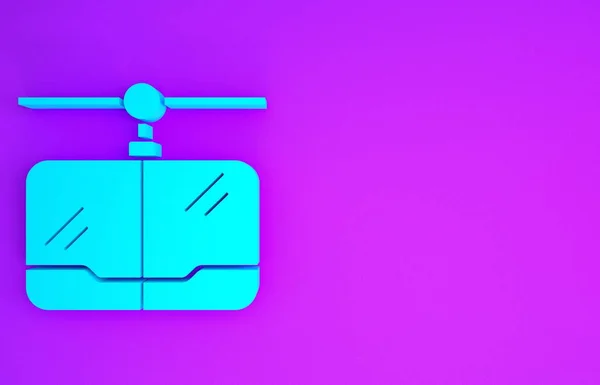 Blaues Seilbahnsymbol Isoliert Auf Violettem Hintergrund Standseilbahnschild Minimalismus Konzept Illustration — Stockfoto