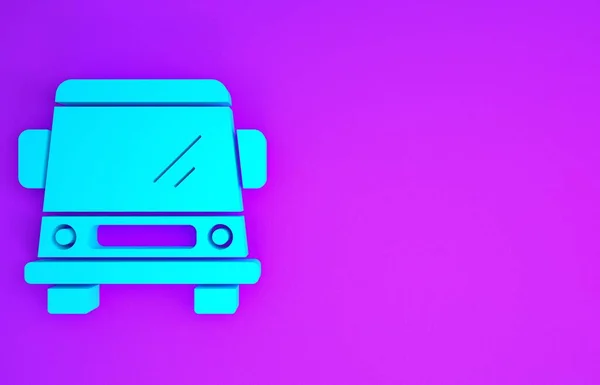 Иконка Синего Автомобиля Выделена Фиолетовом Фоне Вид Спереди Концепция Минимализма — стоковое фото