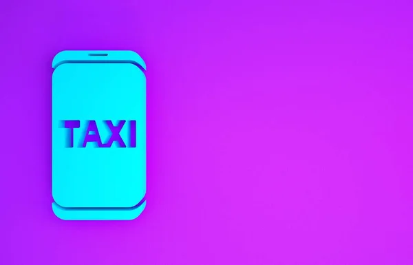 Kék Taxi Hívás Telefon Szolgáltatás Ikon Elszigetelt Lila Alapon Taxi — Stock Fotó