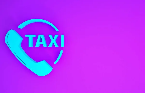 Blue Taxi Називають Телефонну Іконку Ізольованою Фіолетовому Фоні Таксі Смартфона — стокове фото