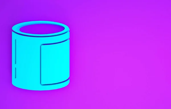 Blue Canned food icon isolated on purple background. Food for animals. Pet food can. Minimalism concept. 3d illustration 3D render