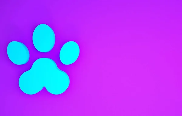 紫色の背景に分離されたブループリントアイコン 犬や猫の足のプリント 動物の足跡だ 最小限の概念 3Dイラスト3Dレンダリング — ストック写真