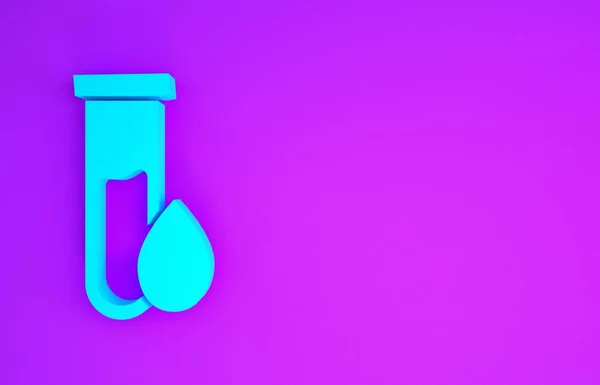 Blue Oil Бензин Тест Трубки Значок Изолирован Фиолетовом Фоне Концепция — стоковое фото