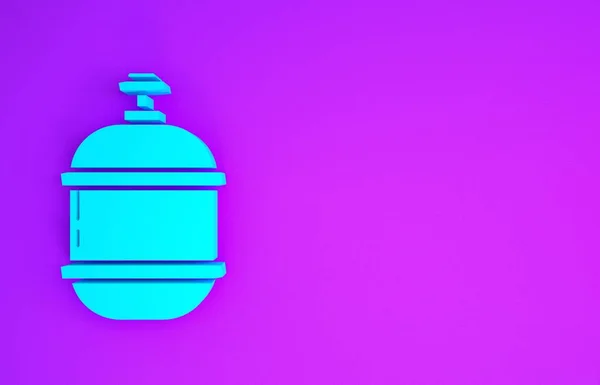 蓝色丙烷气罐图标隔离在紫色背景 易燃的气罐图标 最低纲领的概念 3D渲染3D插图 — 图库照片