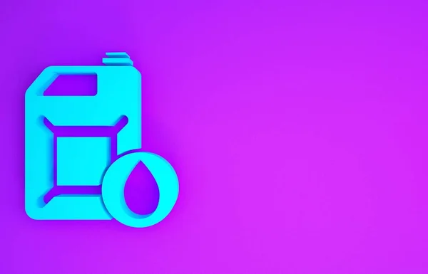 Синя Пластикова Каністра Піктограми Моторної Машини Ізольована Фіолетовому Фоні Нафтовий — стокове фото
