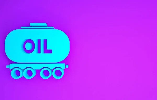 Ikona Cysterny Blue Oil Odizolowana Fioletowym Tle Pociąg Zbiornik Oleju — Zdjęcie stockowe