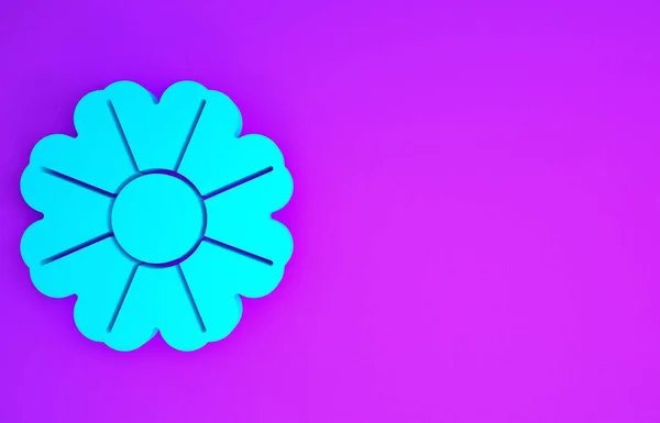 Icona Blue Flower Isolata Sfondo Viola Concetto Minimalista Illustrazione Rendering — Foto Stock