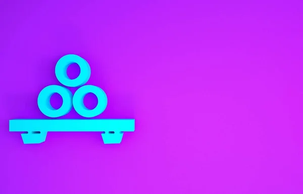 Синій Суші Вирізьбленій Дошці Ізольований Фіолетовому Фоні Азійські Страви Суші — стокове фото