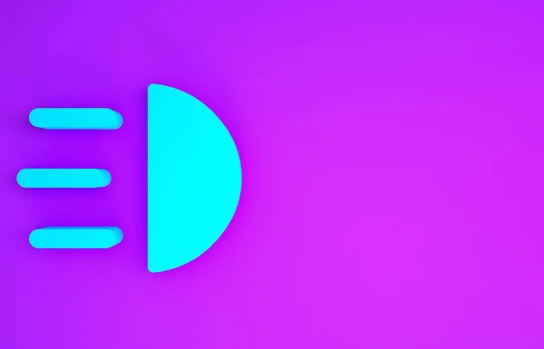 Blue High Beam Icon Isolated Purple Background Car Headlight Minimalism — Stock Photo, Image