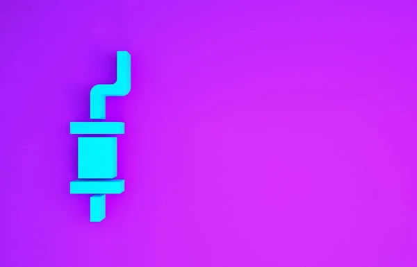 Синий Автомобиль Глушитель Значок Изолирован Фиолетовом Фоне Выхлопная Труба Концепция — стоковое фото