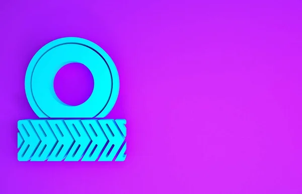 Значок Синього Автомобіля Ізольовано Фіолетовому Фоні Концепція Мінімалізму Ілюстрація Рендеринга — стокове фото