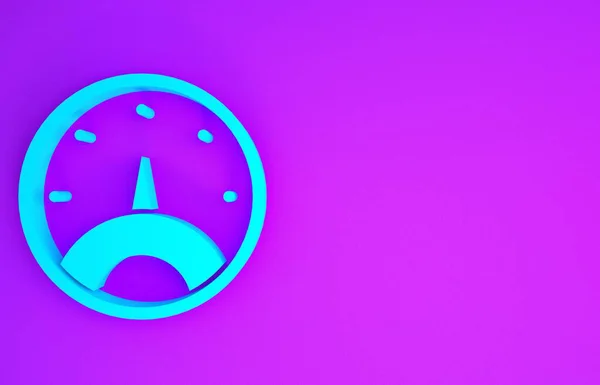 Синій Спідометр Ізольовано Фіолетовому Фоні Концепція Мінімалізму Ілюстрація Рендеринга — стокове фото