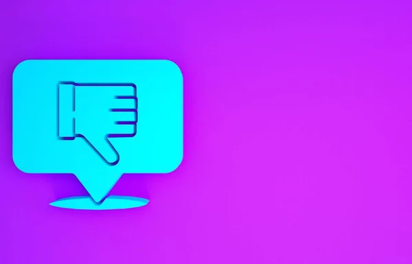 Blue Dislike Speech Bubble Icon Isolated Purple Background Minimalism Concept — Stock Photo, Image