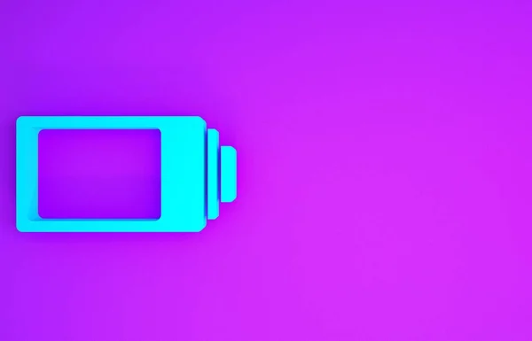 Blaues Symbol Für Den Ladestand Der Batterie Isoliert Auf Violettem — Stockfoto