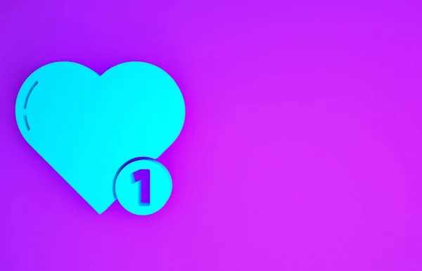 Blue Icono Del Corazón Aislado Sobre Fondo Púrpura Contra Notificación — Foto de Stock