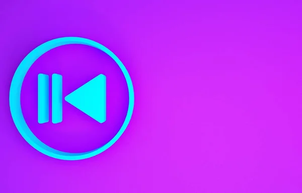 Иконка Blue Rewind Выделена Фиолетовом Фоне Концепция Минимализма Рендеринг — стоковое фото